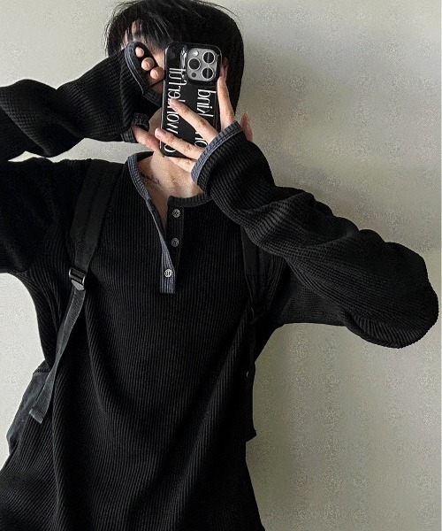 COSYHARU（コシハル） tシャツ フィンガーホールワッフルヘンリー