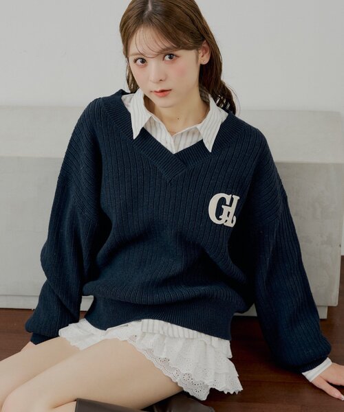 Chico（チコ） ブラウス シャツ ブローチ付きストライプルーズシャツ