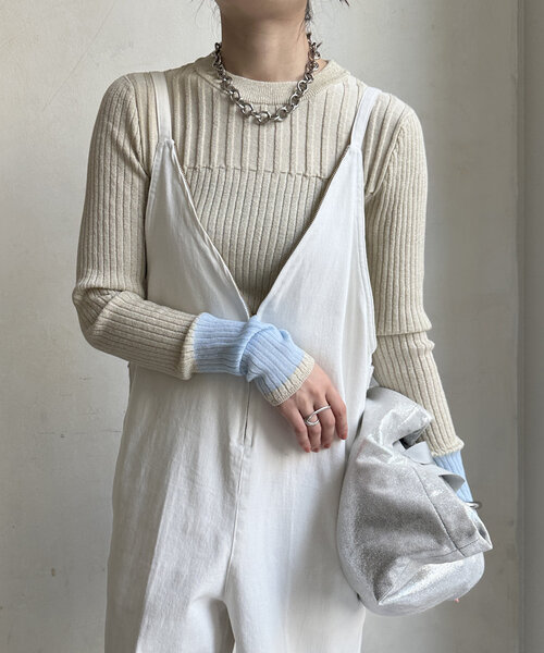 「DouDou」 長袖ニット FREE グレー レディース_画像9