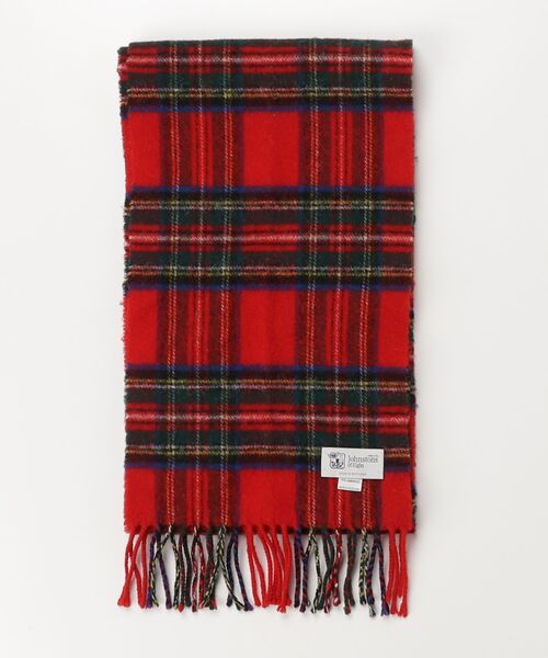【極美品】Johnstons of Elgin マフラー レッド・チェック Johnstons of Elgin（ジョンストンズ オブ エルガン） チェック柄