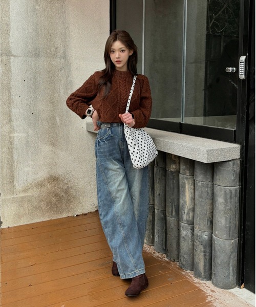 韓国 デニム ストリート ワイド パンツ ワイドパンツ ジーンズ デニム デニムパンツ 「ユニセックス」韓国