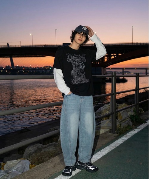 ワイドパンツ ジーンズ デニム デニムパンツ 「ユニセックス」韓国 
