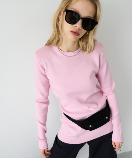HANNE ニット セーター パワーショルダーロングニット レディース