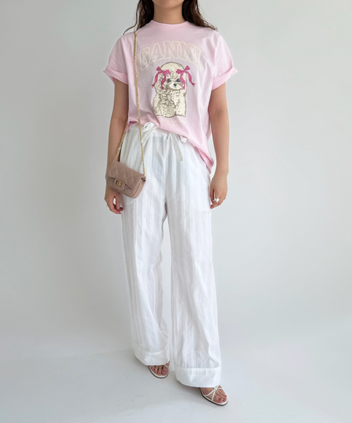 2.75万　タグ付エディットフォールル　GANNI cotton JerseyT EDIT. FOR LULU（エディットフォールル） tシャツ 半袖 「GANNI/ガニー