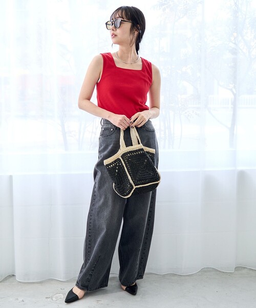 coen（コーエン） タンクトップ ノースリーブ リブスクエアネック