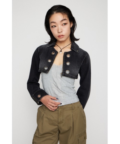 LAGUA GEM（ラグアジェム） デニムジャケット gジャン CROPPED EYELET