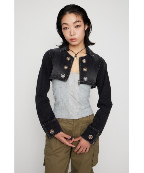 LAGUA GEM（ラグアジェム） デニムジャケット gジャン CROPPED EYELET