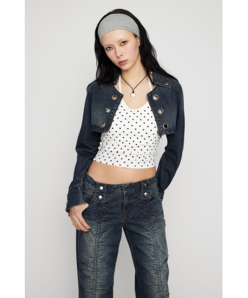LAGUA GEM（ラグアジェム） デニムジャケット gジャン CROPPED EYELET