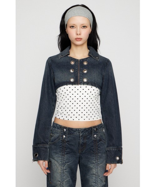 LAGUA GEM（ラグアジェム） デニムジャケット gジャン CROPPED EYELET