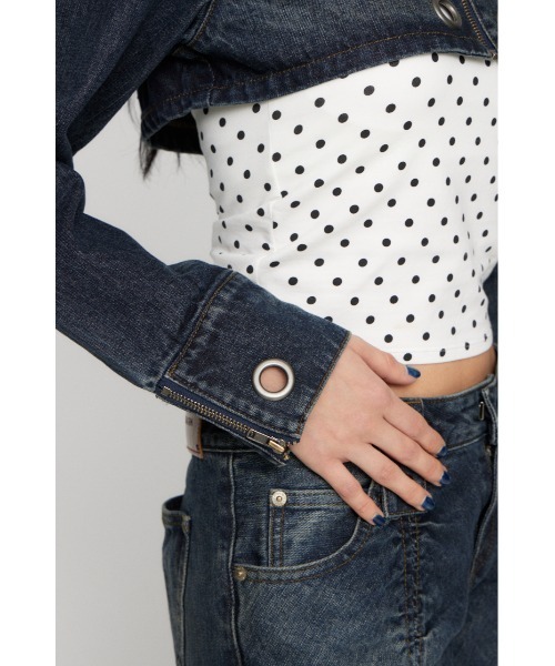 LAGUA GEM（ラグアジェム） デニムジャケット gジャン CROPPED EYELET