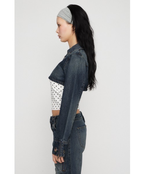 LAGUA GEM(ラグアジェム) デニムジャケット gジャン CROPPED EYELET LAGUA GEM(ラグアジェム) デニムジャケット gジャン CROPPED EYELET