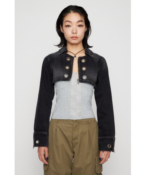 LAGUA GEM（ラグアジェム） デニムジャケット gジャン CROPPED EYELET