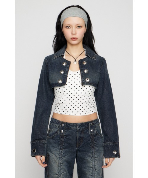 LAGUA GEM（ラグアジェム） デニムジャケット gジャン CROPPED EYELET