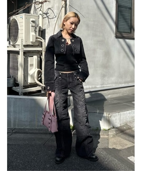 LAGUA GEM（ラグアジェム） デニムジャケット gジャン CROPPED EYELET