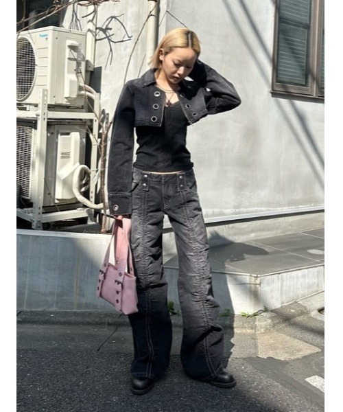 LAGUA GEM（ラグアジェム） デニムジャケット gジャン CROPPED EYELET