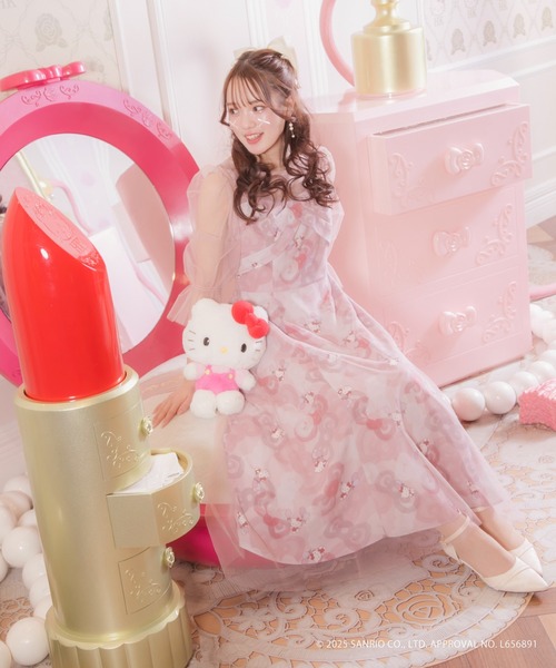 「AIMER」 7分袖ワンピース LARGE サックスブルー レディース_画像3