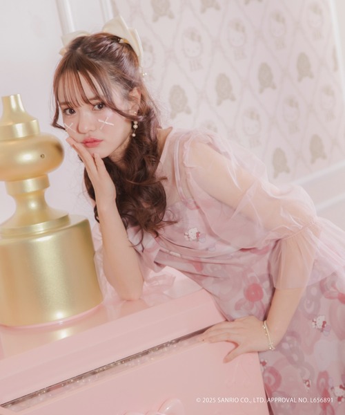 「AIMER」 7分袖ワンピース LARGE サックスブルー レディース_画像4
