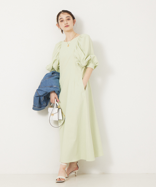 「Rouge vif」 7分袖ワンピース 38 グリーン レディース_画像9