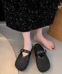 サンダル ミュール メッシュパンプスラウンドト...の詳細画像1