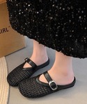 サンダル ミュール メッシュパンプスラウンドト...の詳細画像4