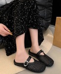 サンダル ミュール メッシュパンプスラウンドト...の詳細画像5