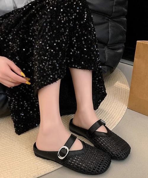 レディースメッシュパンプ半袖　M・ブラック　新品未使用 miniministore（ミニミニストア） サンダル ミュール メッシュパンプス