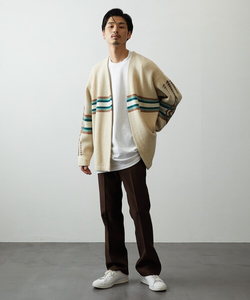「PENDLETON」 ニットカーディガン MEDIUM オフホワイト メンズ_画像3