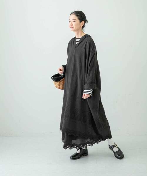 「かぐれ」 長袖ワンピース FREE ブラック レディースの画像