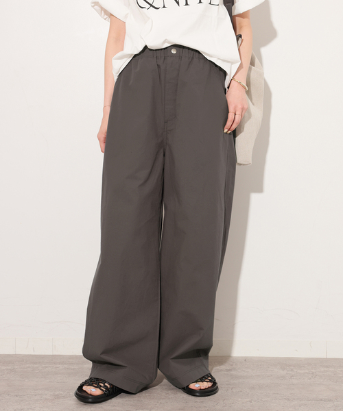 ワイドパンツ パンツ ポプリンストレートパンツ レディースの画像