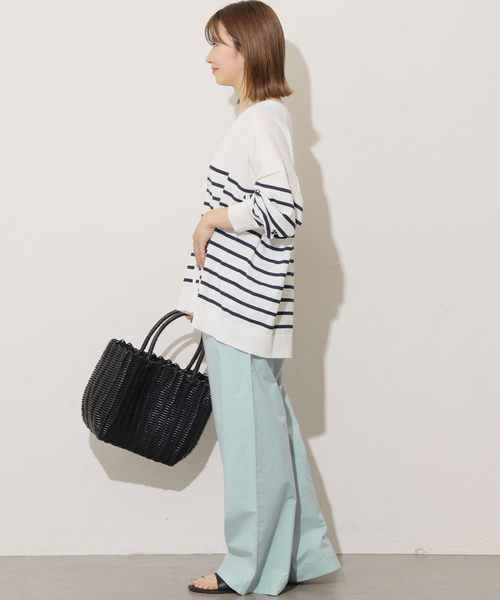 ワイドパンツ パンツ ポプリンストレートパンツ レディースの画像