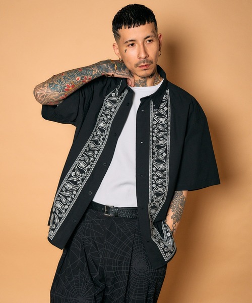 SUNDAI シャツ Subciety（サブサエティ） シャツ 半袖 Embroidery bandanna shirt