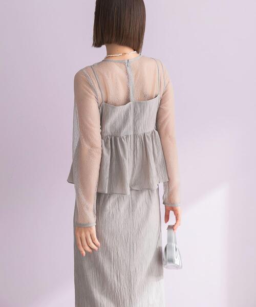 ライトグレー】kaene レイヤードペプラムドレス ワンピース kaene