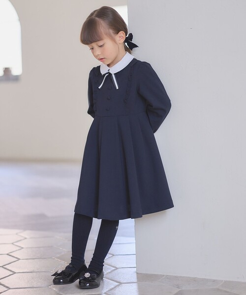 「ANY」 「KIDS」長袖ワンピース 110 ネイビー キッズ_画像4