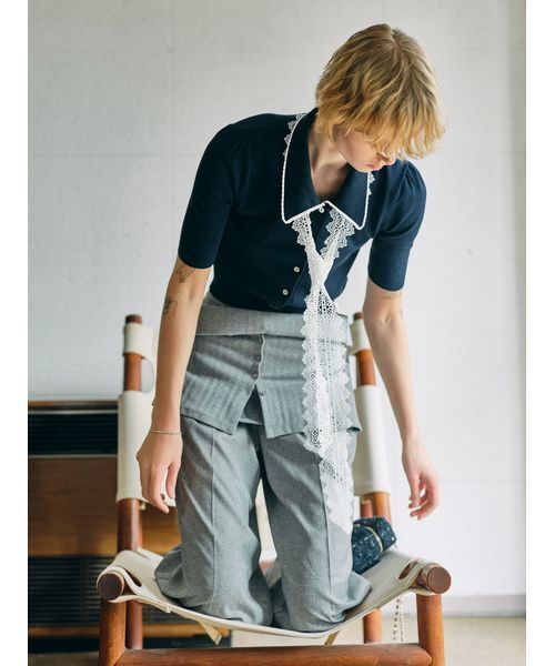 SNIDEL（スナイデル） ニット セーター レースボウタイニットプル