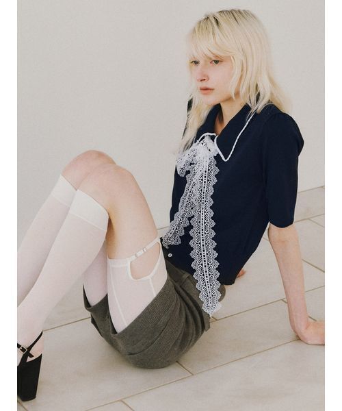 SNIDEL（スナイデル） ニット セーター レースボウタイニットプル