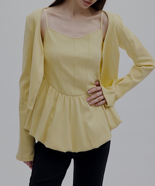 AMERI MEDI キャミトップス Ameri（アメリ） キャミソール MEDI RIB BALLOON HEM CAMI TOP