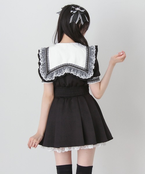 DearMyLove ワンピース 十字架刺クロススタッズチェーンレースアップ