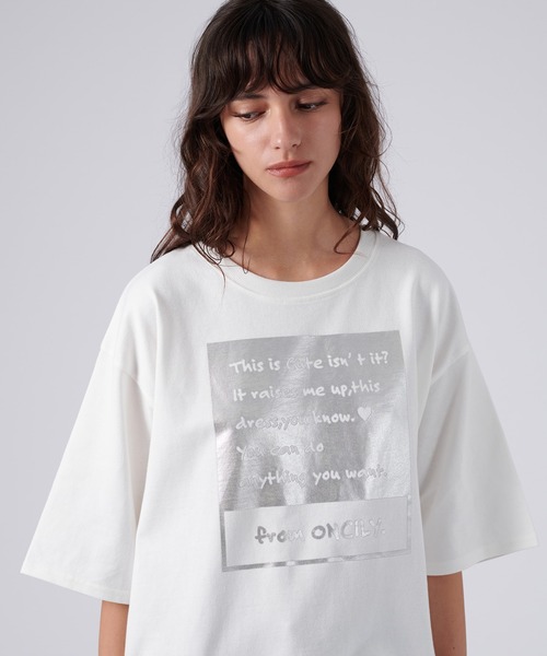 「ONCILY」 半袖Tシャツ MEDIUM シルバー メンズ_画像8