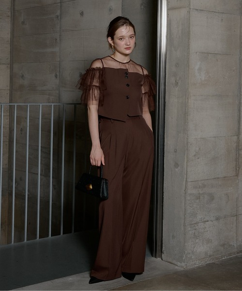 LE'RURE パンツドレス(Mサイズ) LE'RURE パンツドレス Tiered frill sleeve set up pants : ZOZOTOWN