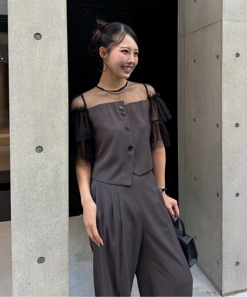 LE'RURE パンツドレス Tiered frill sleeve set up pants : ZOZOTOWN