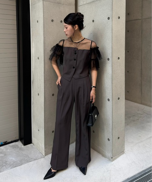 LE'RURE パンツドレス Tiered frill sleeve set up pants : ZOZOTOWN