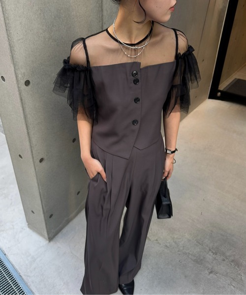 LE'RURE パンツドレス Tiered frill sleeve set up pants : ZOZOTOWN