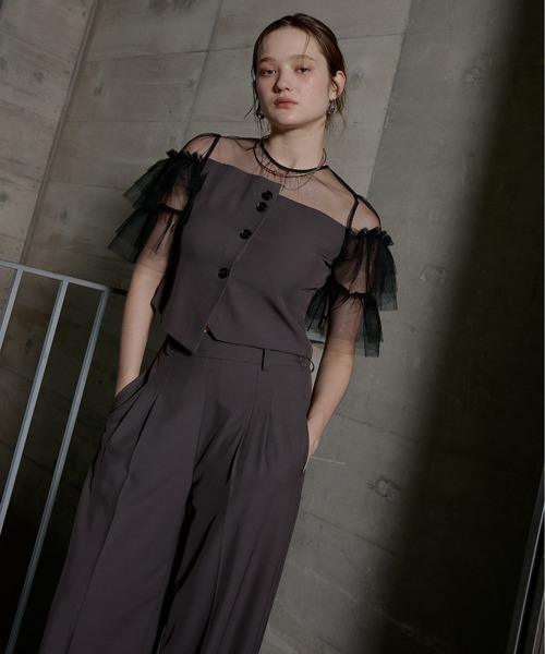 LE'RURE パンツドレス Tiered frill sleeve set up pants : ZOZOTOWN