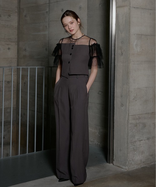 Lerure リルアー Frilled highwaist wide pants LE'RURE パンツドレス Tiered frill sleeve set up pants : ZOZOTOWN