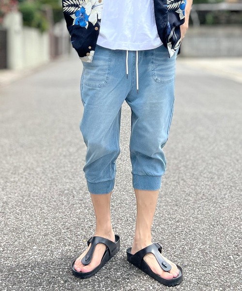 BEATJIVE ジーンズ クロップドパンツ 7分丈 カットデニム デニム