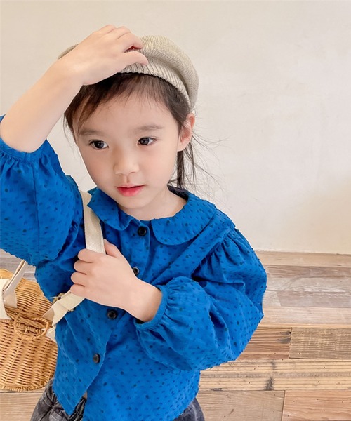 AMOMMAアモマ　ブラック ドット パフスリーブ シャツブラウス フリーサイズ sheer puff shoulder dot blouse – AMOMMA