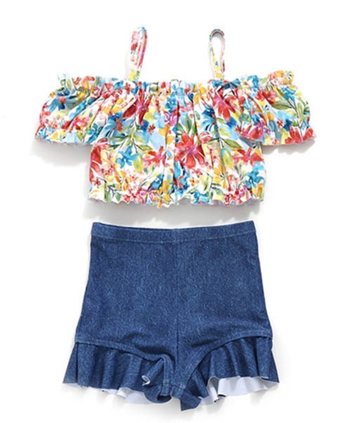 水着 Girl S水着 オフショルダーセットアップ 80 140cm 満点の