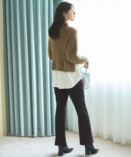 ルイルエブティック RUIRUE BOUTIQUE シャツレイヤード・フェザーヤーンニットトップス （カーキ×ライトグレー） RUIRUE BOUTIQUE ニット セーター シャツレイヤード・フェザー