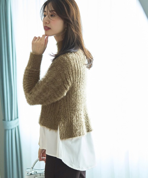 RUIRUE BOUTIQUE ニット セーター シャツレイヤード・フェザー