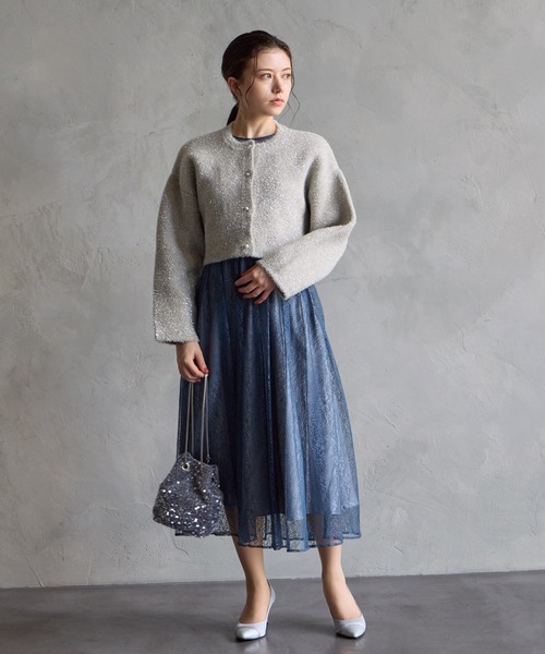 AIMER（エメ） ドレス ギャザースリーブレースアップパーティードレス